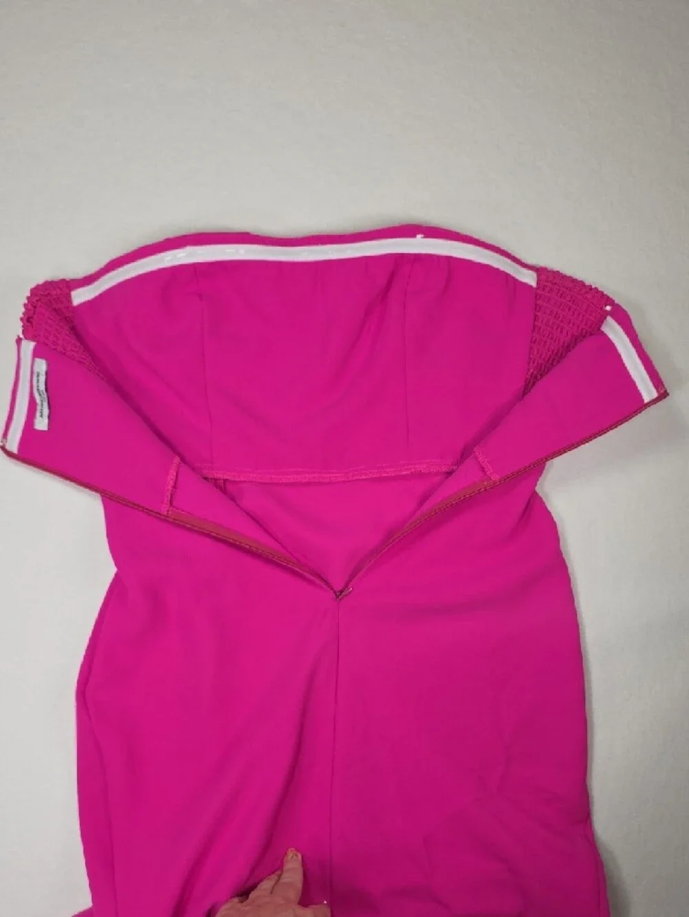 Amanda Uprichard Strapless Hot Pink Midi Dress with Side Slit Party Bridesmaid - Picture 11 of 13